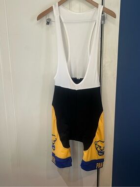Men's Black, White & Yellow Athletic Cycling Bib Shorts